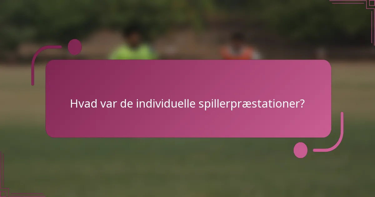 Hvad var de individuelle spillerpræstationer?