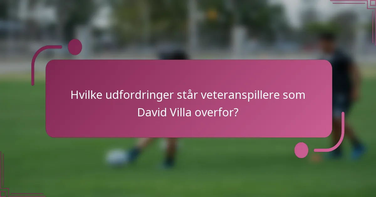Hvilke udfordringer står veteranspillere som David Villa overfor?