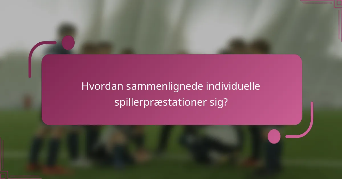 Hvordan sammenlignede individuelle spillerpræstationer sig?