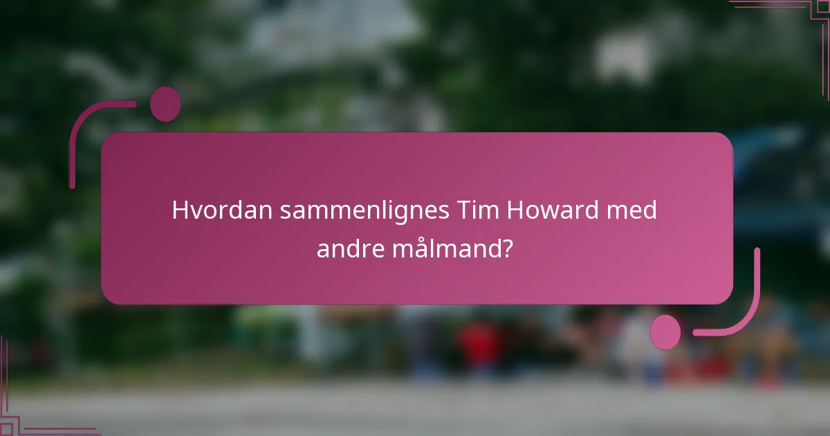 Hvordan sammenlignes Tim Howard med andre målmand?
